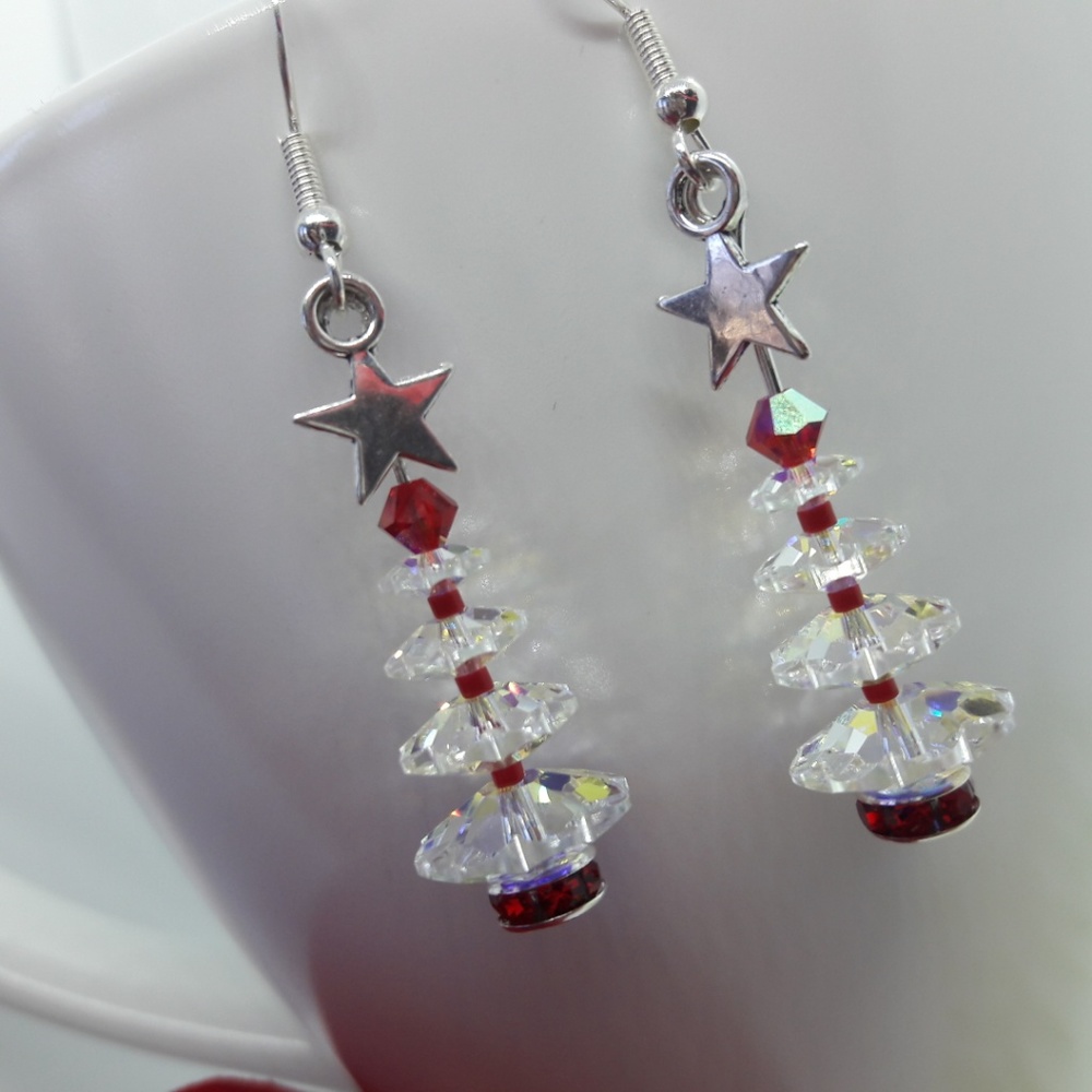 Festive Swarovski Clear Crystal AB Earrings